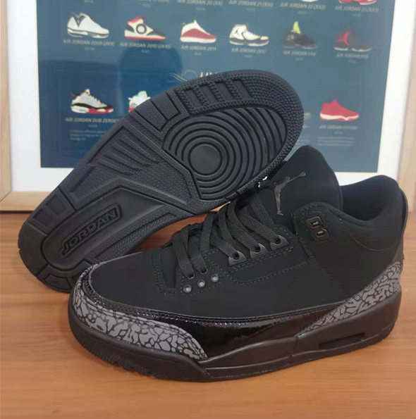 Men's Running weapon Air Jordan 3 Black Shoes 047